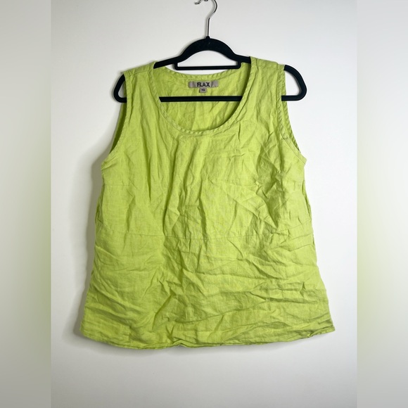 Flax Green Linen Sleeveless Top - Picture 2 of 8